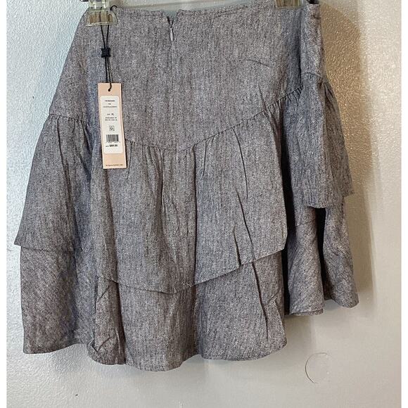BCBGeneration Tiered Linen Blend Mini Skirt Black White XL NWT - Picture 5 of 9